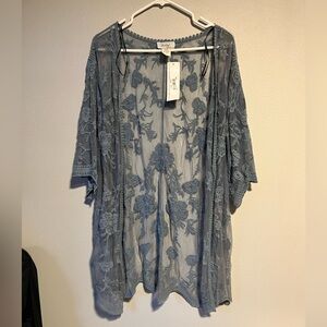 Blue Floral Lace Cardigan